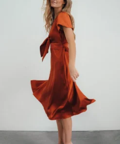JH Dresses Poppy Satin Midi Dress | Rust 17 JH Dresses Poppy Satin Midi Dress | Rust