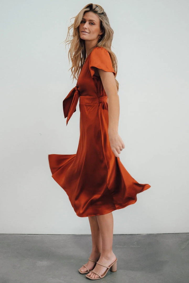 JH Dresses Poppy Satin Midi Dress | Rust 6 JH Dresses Poppy Satin Midi Dress | Rust