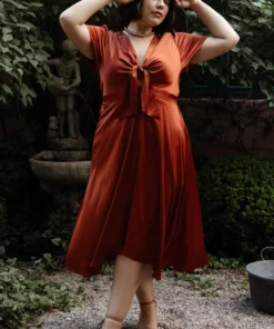 JH Dresses Poppy Satin Midi Dress | Rust