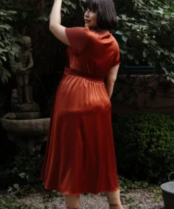 JH Dresses Poppy Satin Midi Dress | Rust 16 JH Dresses Poppy Satin Midi Dress | Rust