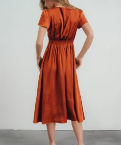 JH Dresses Poppy Satin Midi Dress | Rust 19 JH Dresses Poppy Satin Midi Dress | Rust