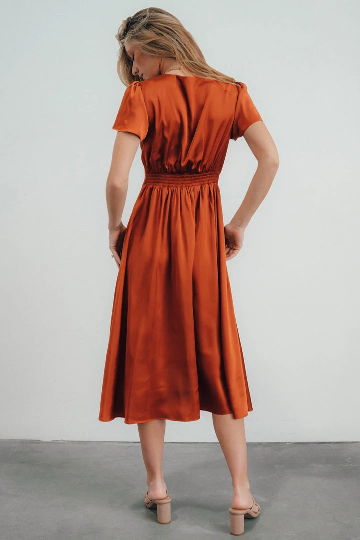 JH Dresses Poppy Satin Midi Dress | Rust 8 JH Dresses Poppy Satin Midi Dress | Rust