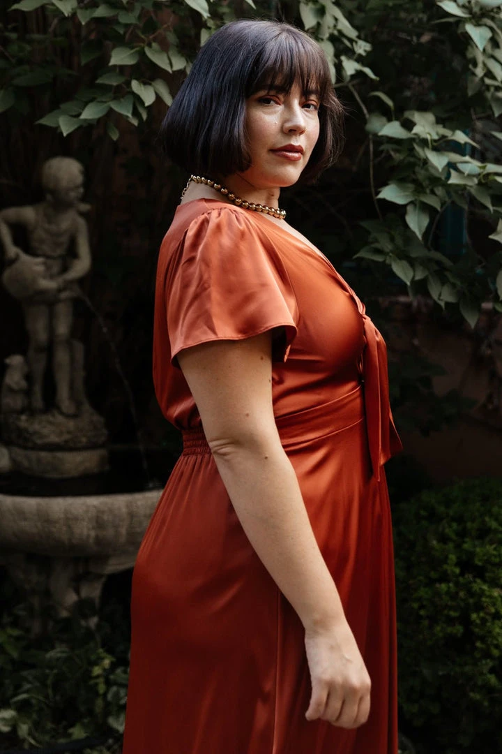 JH Dresses Poppy Satin Midi Dress | Rust 3 JH Dresses Poppy Satin Midi Dress | Rust