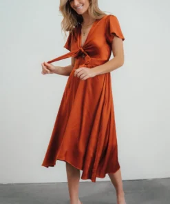 JH Dresses Poppy Satin Midi Dress | Rust 21 JH Dresses Poppy Satin Midi Dress | Rust