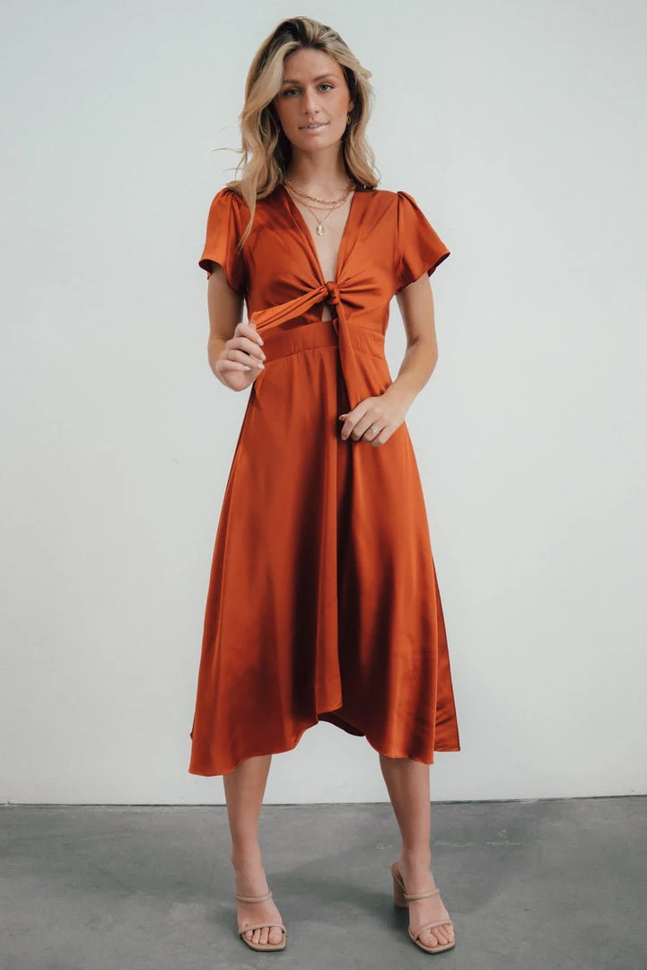 JH Dresses Poppy Satin Midi Dress | Rust 9 JH Dresses Poppy Satin Midi Dress | Rust