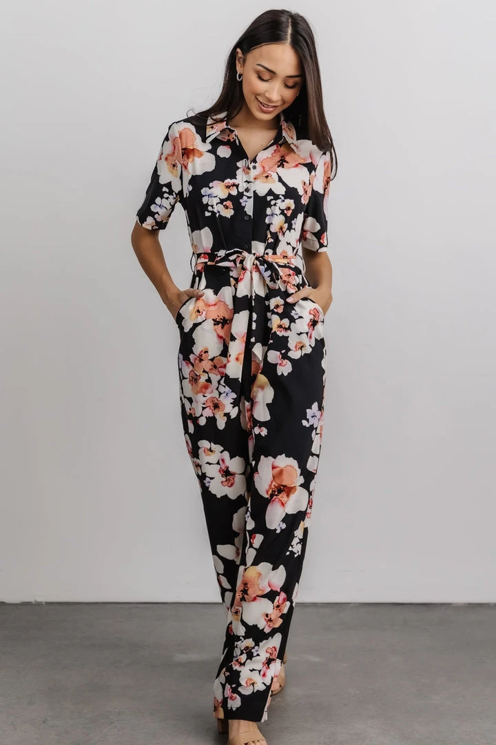 BS Posy Jumpsuit | Black + Pink Floral Vacation 4 BS Posy Jumpsuit | Black + Pink Floral Vacation