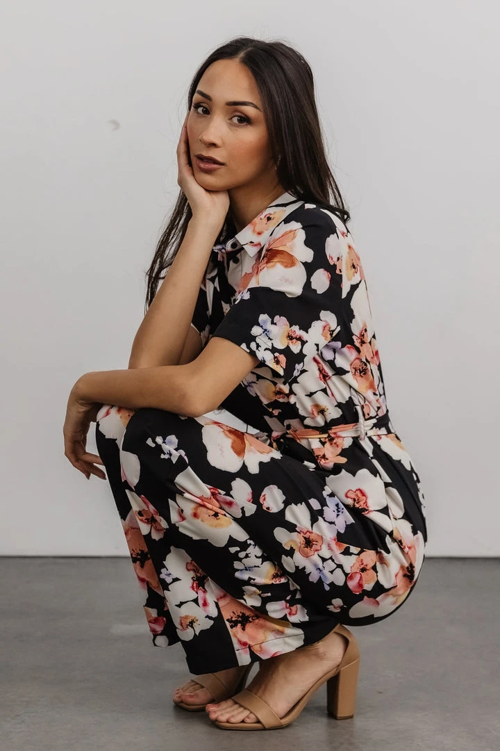 BS Posy Jumpsuit | Black + Pink Floral Vacation 2 BS Posy Jumpsuit | Black + Pink Floral Vacation