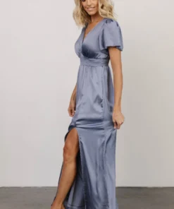 RR Prague Satin Maxi Dress | Blue Dresses