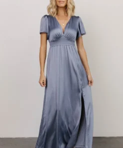 RR Prague Satin Maxi Dress | Blue Dresses
