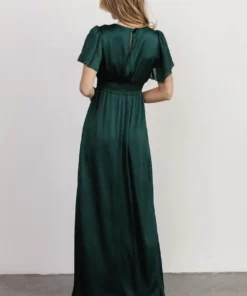 RR Prague Satin Maxi Dress | Dark Green Dresses
