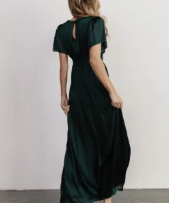 RR Prague Satin Maxi Dress | Dark Green Dresses