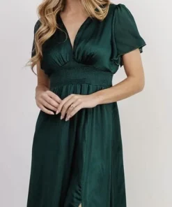 RR Prague Satin Maxi Dress | Dark Green Dresses
