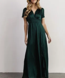 RR Prague Satin Maxi Dress | Dark Green Dresses