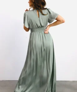 RR Prague Satin Maxi Dress | Eucalyptus