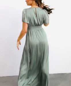 RR Prague Satin Maxi Dress | Eucalyptus