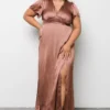RR Prague Satin Maxi Dress | Rosy Brown Dresses