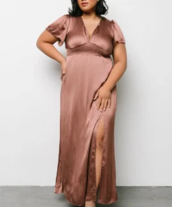 RR Prague Satin Maxi Dress | Rosy Brown Dresses