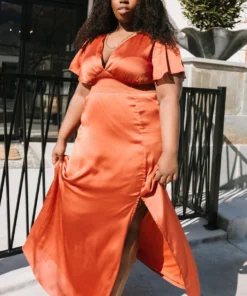 RR Prague Satin Maxi Dress | Rust Dresses