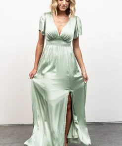 RR Dresses Prague Satin Maxi Dress | Sage