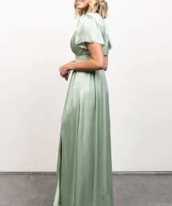 RR Dresses Prague Satin Maxi Dress | Sage