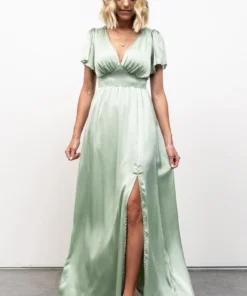 RR Dresses Prague Satin Maxi Dress | Sage