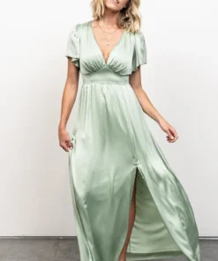 RR Dresses Prague Satin Maxi Dress | Sage