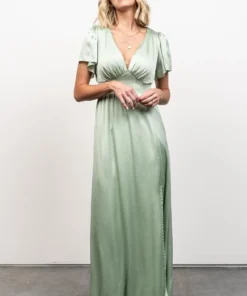 RR Dresses Prague Satin Maxi Dress | Sage