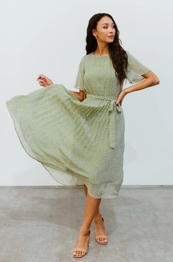 POL Dresses Prim Pleated Dress | Olive Print 9 POL Dresses Prim Pleated Dress | Olive Print