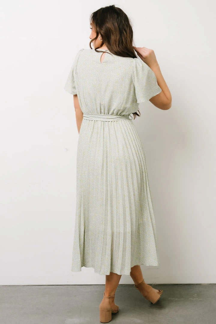 POL Dresses Prim Pleated Dress | Yellow + Sage Floral 3 POL Dresses Prim Pleated Dress | Yellow + Sage Floral