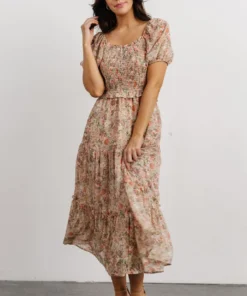 HAY Priscilla Smocked Midi Dress | Dusty Pink Floral