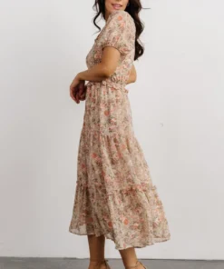 HAY Priscilla Smocked Midi Dress | Dusty Pink Floral