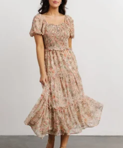 HAY Priscilla Smocked Midi Dress | Dusty Pink Floral