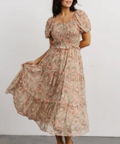 HAY Priscilla Smocked Midi Dress | Dusty Pink Floral