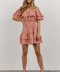 FT Dresses Rachel Off Shoulder Mini Dress | Mauve