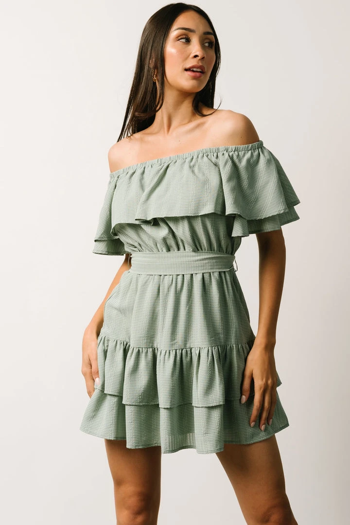 FT Rachel Off Shoulder Mini Dress | Sage 2 FT Rachel Off Shoulder Mini Dress | Sage
