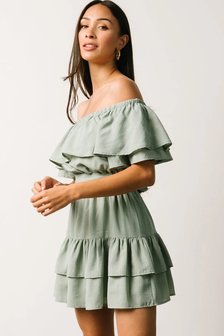 FT Rachel Off Shoulder Mini Dress | Sage 3 FT Rachel Off Shoulder Mini Dress | Sage