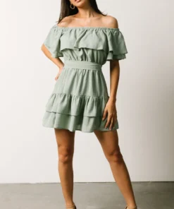 FT Rachel Off Shoulder Mini Dress | Sage 15 FT Rachel Off Shoulder Mini Dress | Sage