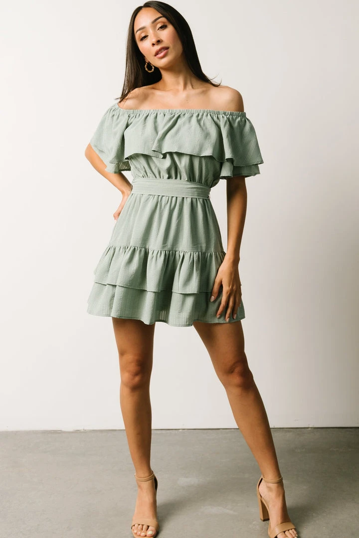 FT Rachel Off Shoulder Mini Dress | Sage 8 FT Rachel Off Shoulder Mini Dress | Sage