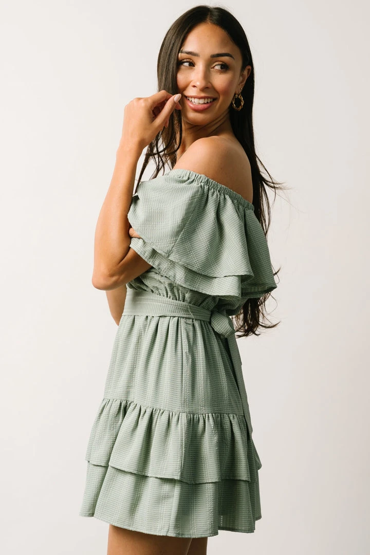 FT Rachel Off Shoulder Mini Dress | Sage 4 FT Rachel Off Shoulder Mini Dress | Sage