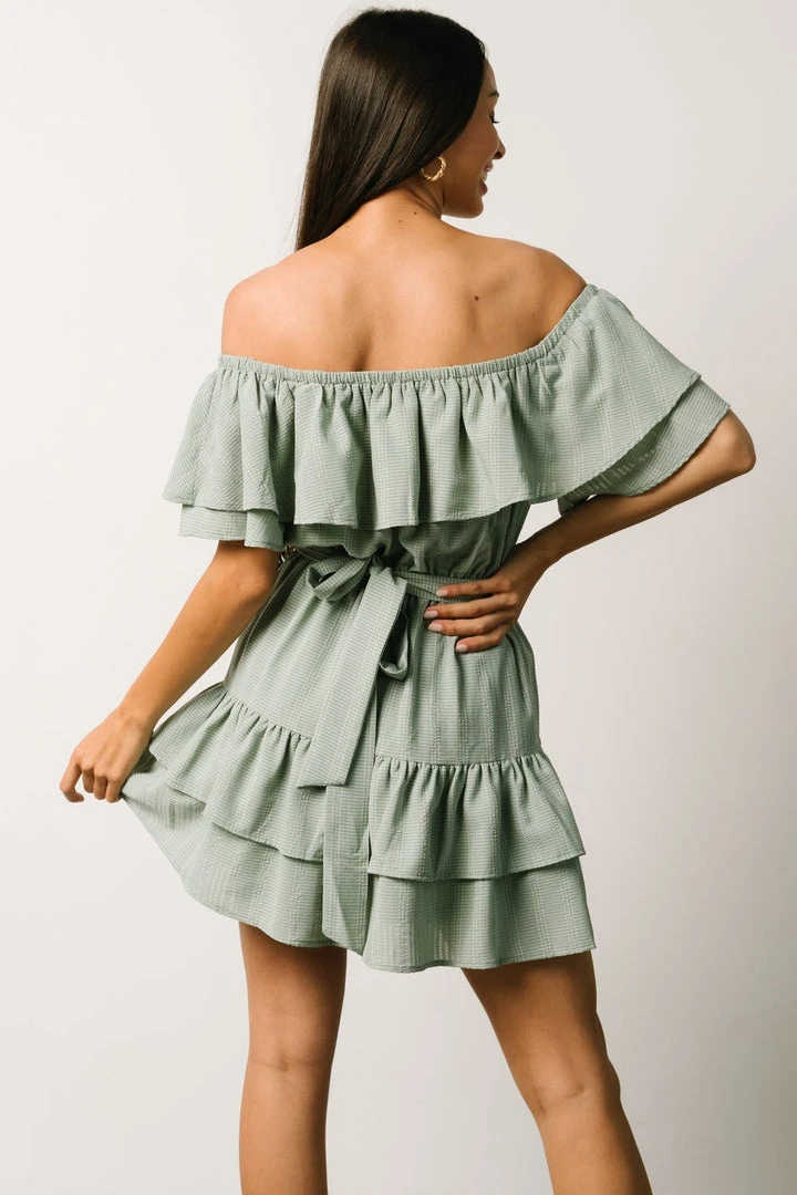 FT Rachel Off Shoulder Mini Dress | Sage 6 FT Rachel Off Shoulder Mini Dress | Sage