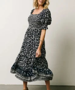 IL Dresses Ramona Smocked Midi Dress | Navy Floral Print