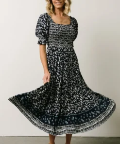 IL Dresses Ramona Smocked Midi Dress | Navy Floral Print