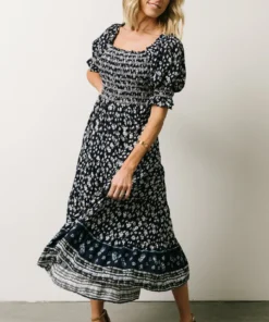 IL Dresses Ramona Smocked Midi Dress | Navy Floral Print