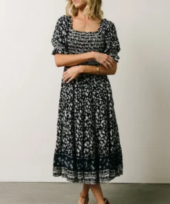 IL Dresses Ramona Smocked Midi Dress | Navy Floral Print