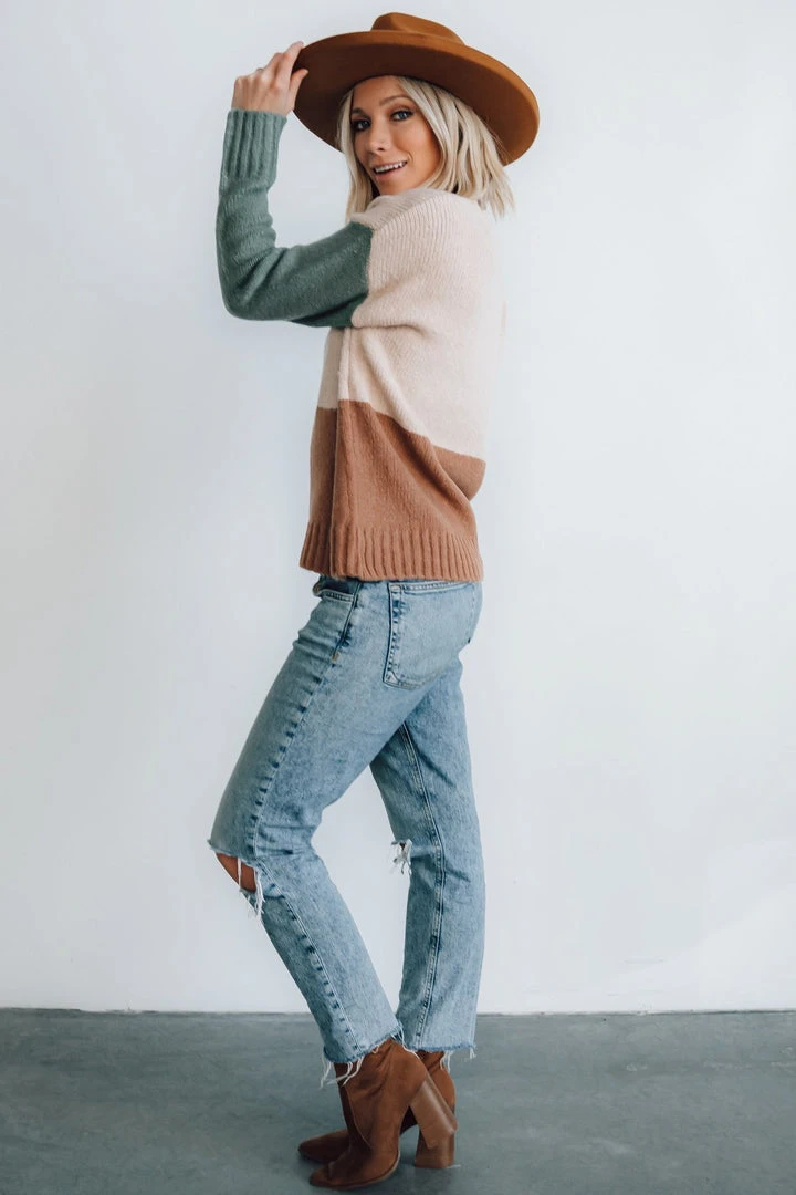 LUM Randi Color Block Sweater | Natural Tops 5 LUM Randi Color Block Sweater | Natural Tops