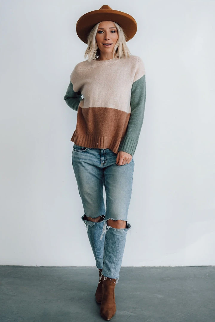 LUM Randi Color Block Sweater | Natural Tops 3 LUM Randi Color Block Sweater | Natural Tops