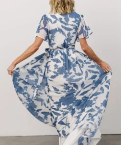 Soi Dresses Ranier Pleated Wrap Maxi Dress | French Blue Print 11 Soi Dresses Ranier Pleated Wrap Maxi Dress | French Blue Print