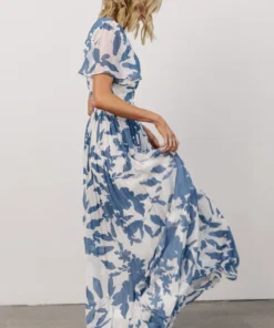 Soi Dresses Ranier Pleated Wrap Maxi Dress | French Blue Print 12 Soi Dresses Ranier Pleated Wrap Maxi Dress | French Blue Print