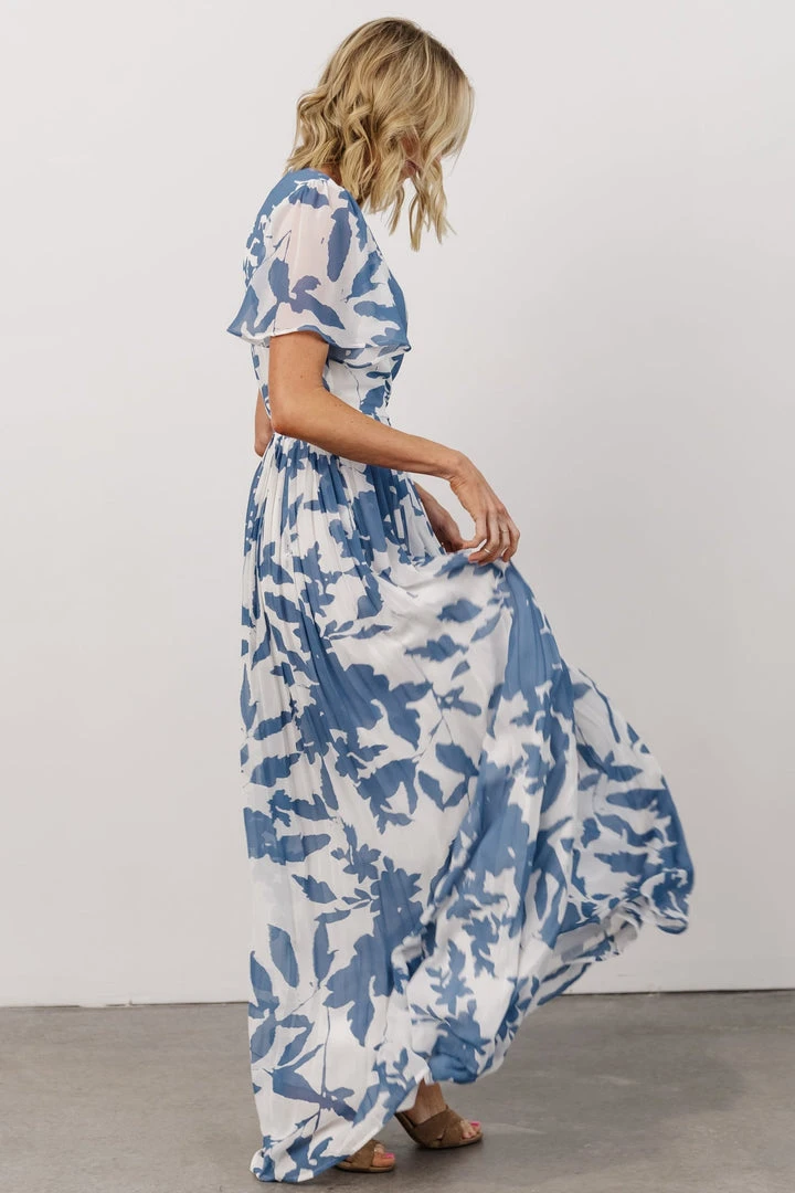 Soi Dresses Ranier Pleated Wrap Maxi Dress | French Blue Print 5 Soi Dresses Ranier Pleated Wrap Maxi Dress | French Blue Print