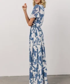 Soi Dresses Ranier Pleated Wrap Maxi Dress | French Blue Print 15 Soi Dresses Ranier Pleated Wrap Maxi Dress | French Blue Print